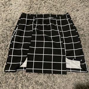 tight plaid skirt w rips